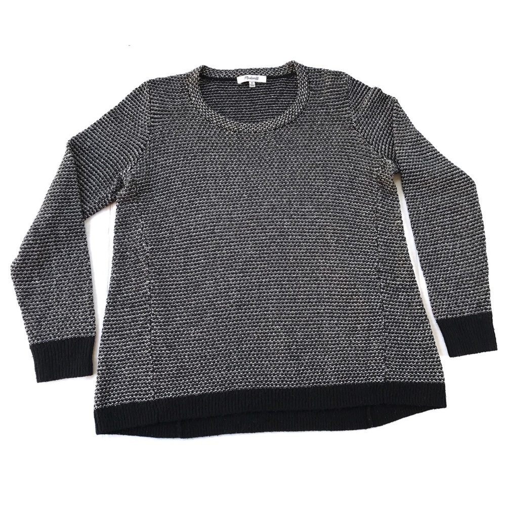 Madewell black and cream long sleeve top